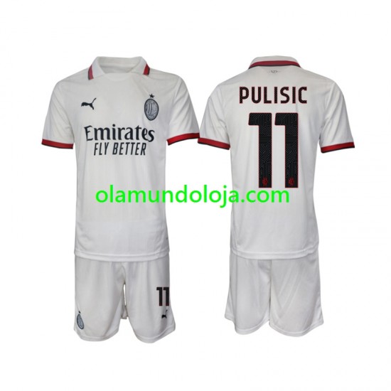 Camisola AC Milan Pulisic 11 Criança Equipamento Segundo 2024-2025 Manga Curta